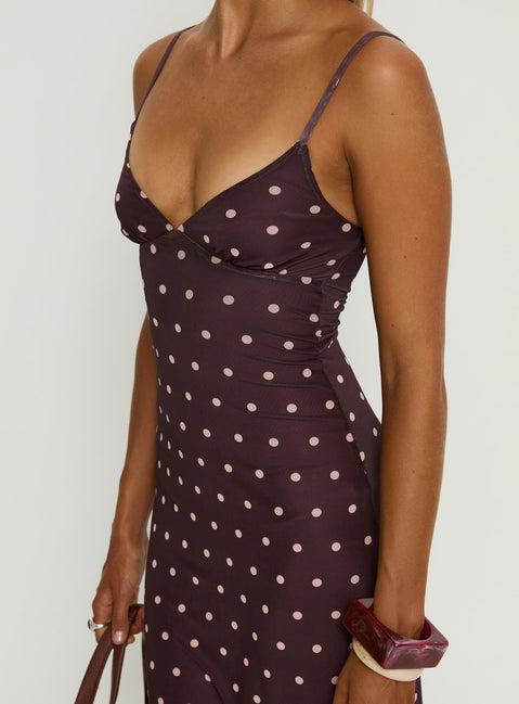 Glass Half Full Mesh Maxi Dress Plum / Pink Polka Dot Product Image