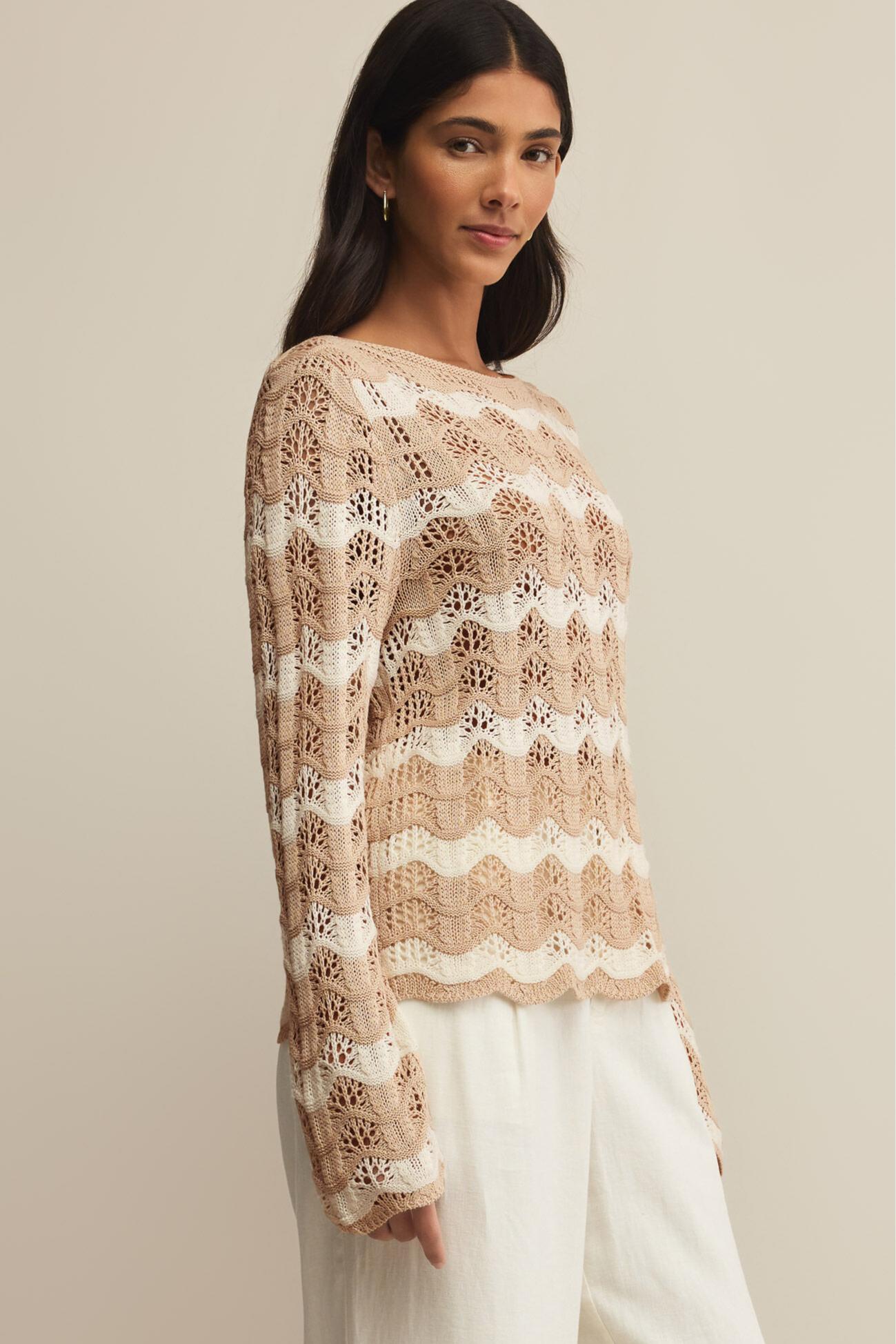 Azura Stripe Crochet Sweater Product Image