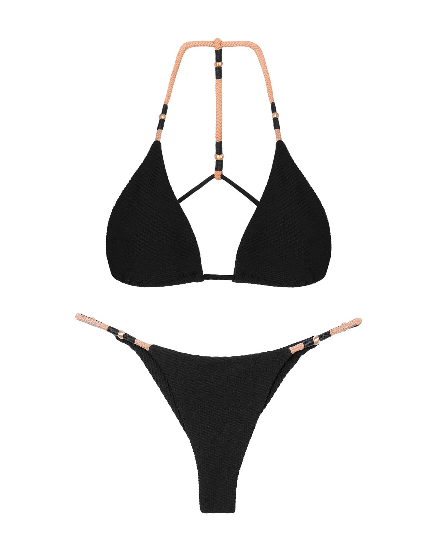 Ribbed Layla T Back Top - Black Product Image