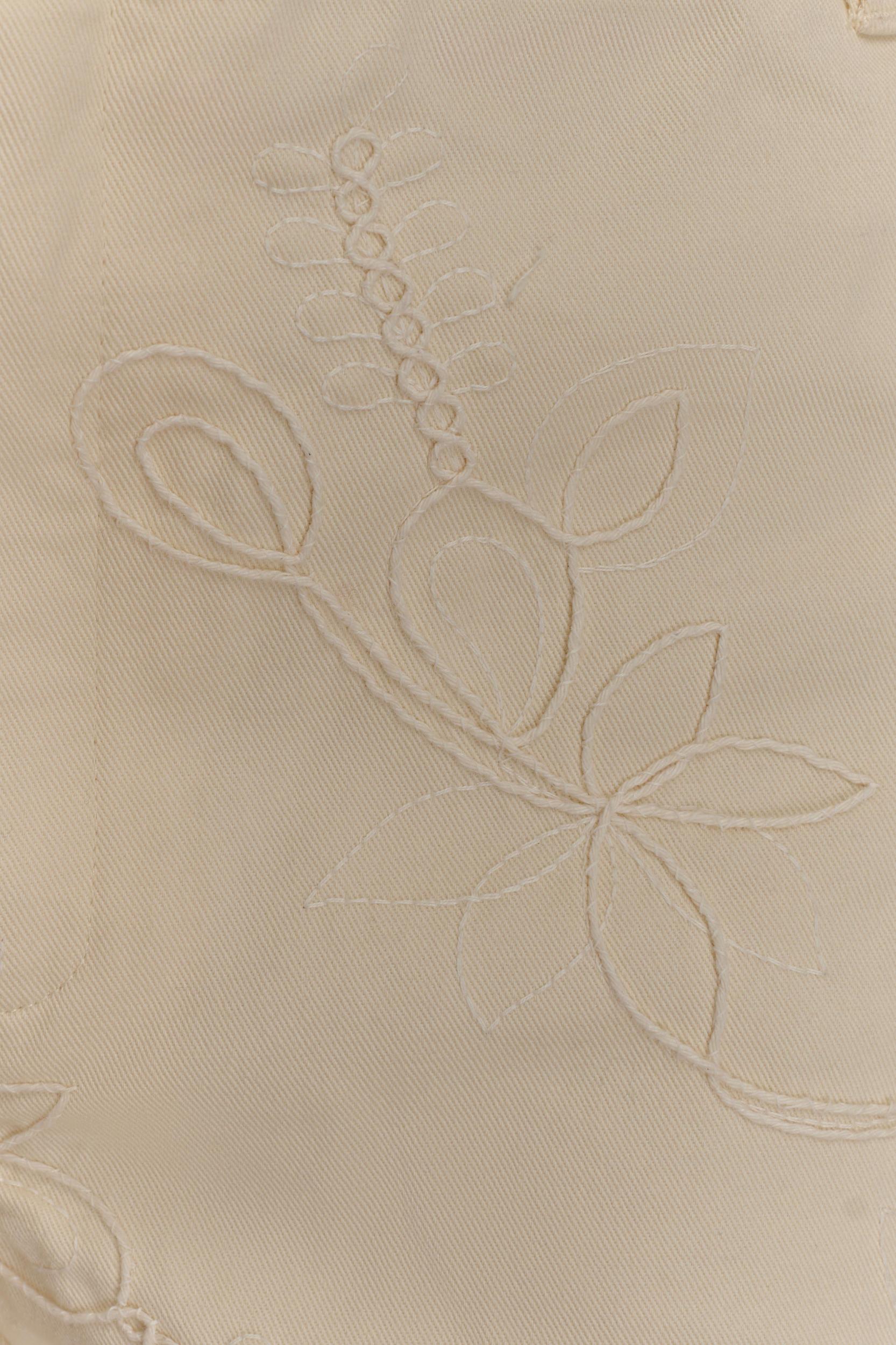 Ebony Embroidered Denim Corset - Cream Product Image