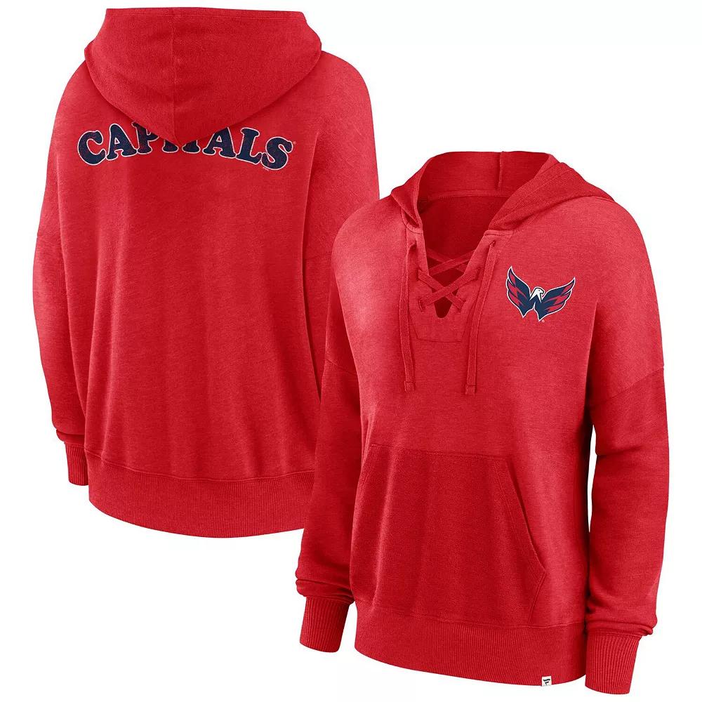 Women's Fanatics Red Washington Capitals Breakout Lace-Up Pullover Hoodie, Size: Medium Product Image