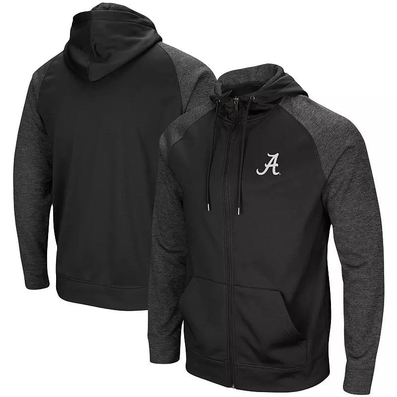 Men's Colosseum Black Alabama Crimson Tide Big & Tall Blackout Raglan Full-Zip Hoodie,  Product Image