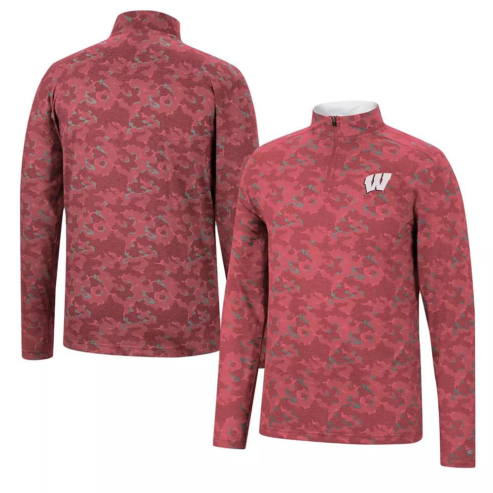 Men's Colosseum Red Wisconsin Badgers Tivo Quarter-Zip Jacket,  Product Image