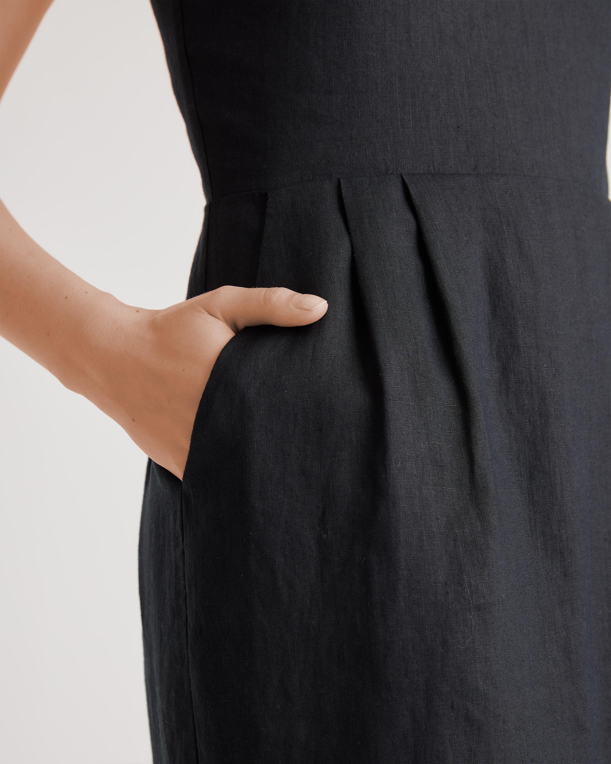 Quince | Women's 100% European Linen Scoop Neck Midi Dress Product Image