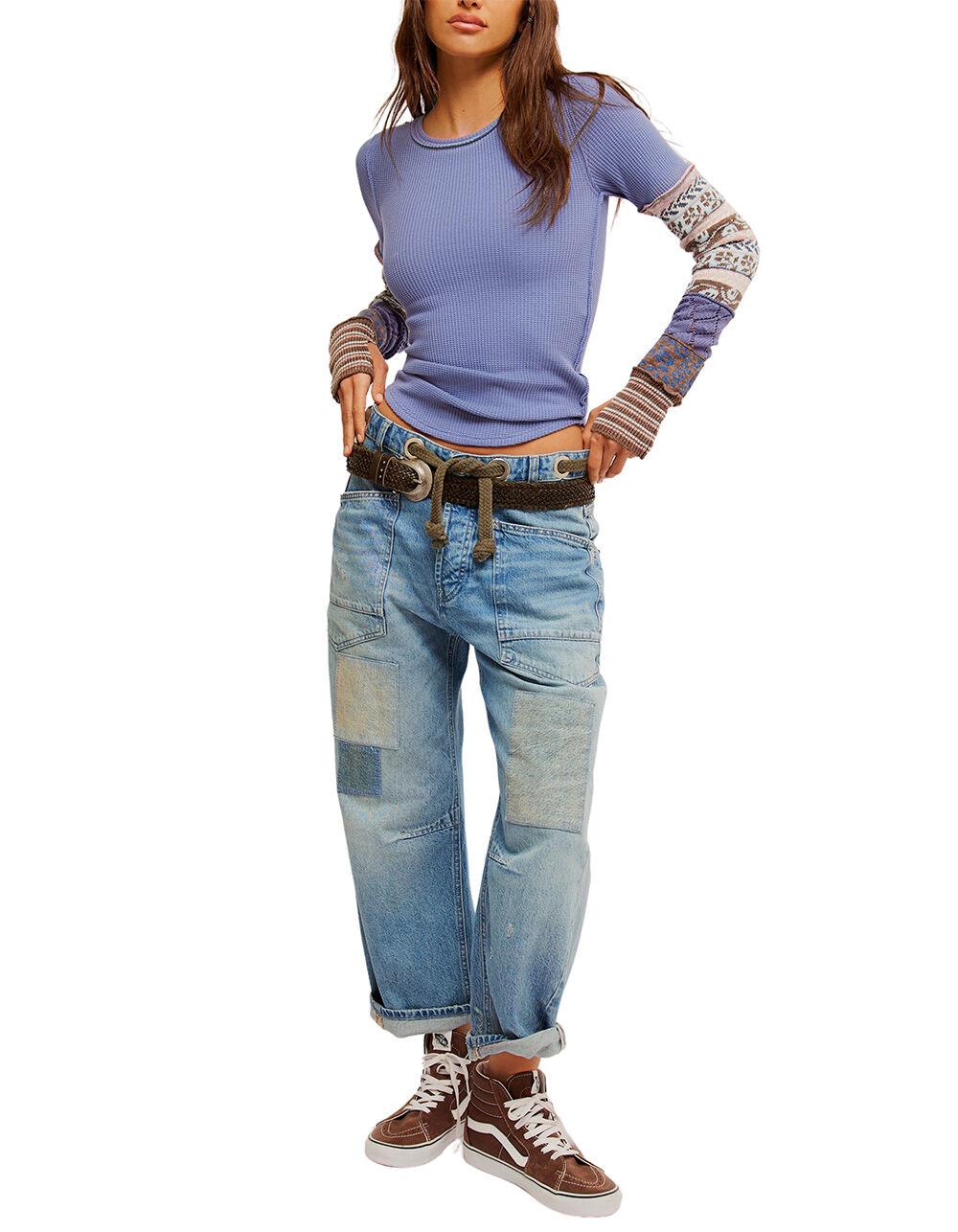 FREE PEOPLE All In Cuff Womens Long Sleeve Top - BLUE COMBO Product Image