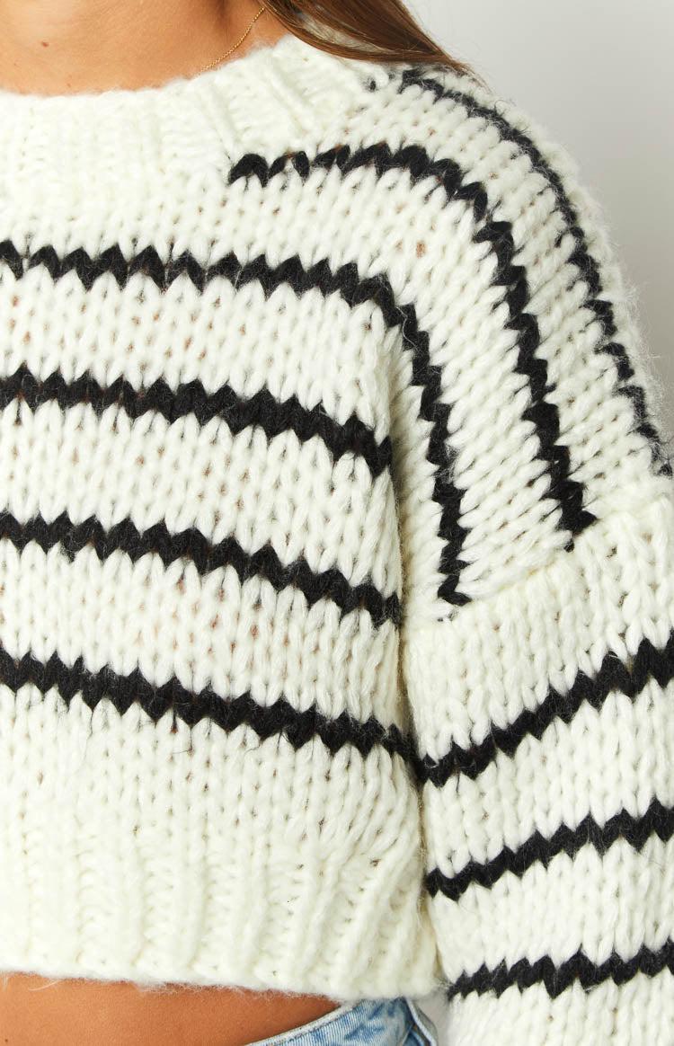 Belmont White Striped Sweater Product Image