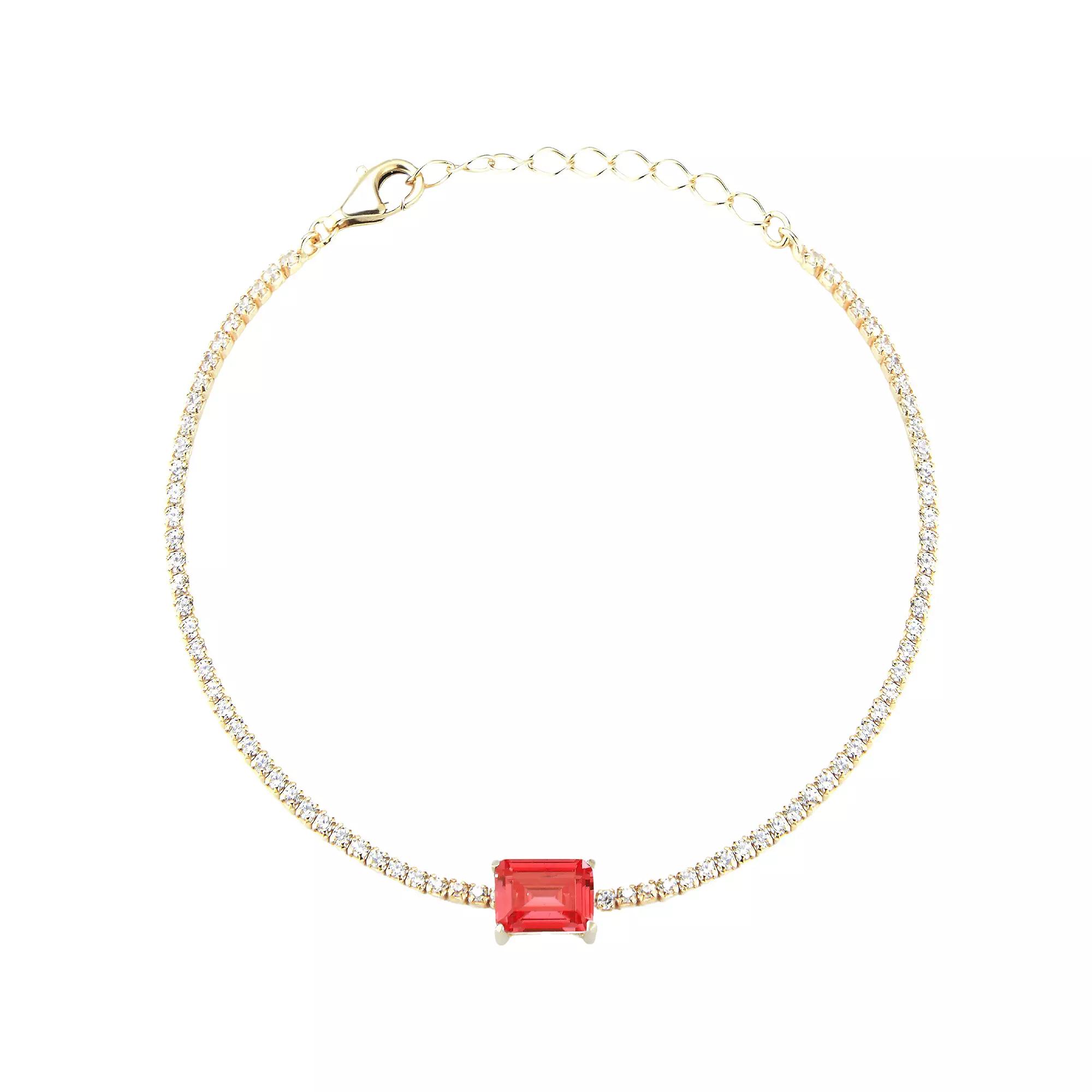 Sunkissed Sterling 14k Gold Over Silver Emerald Cut Cubic Zirconia Tennis Bracelet, Women's,  Product Image