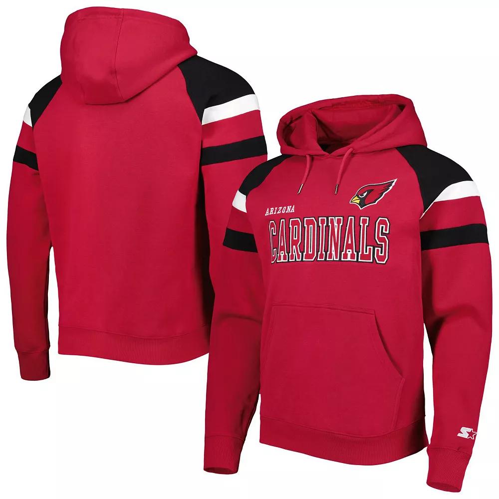 Men's Starter Cardinal Arizona Cardinals Draft Fleece Raglan Pullover Hoodie,  Product Image