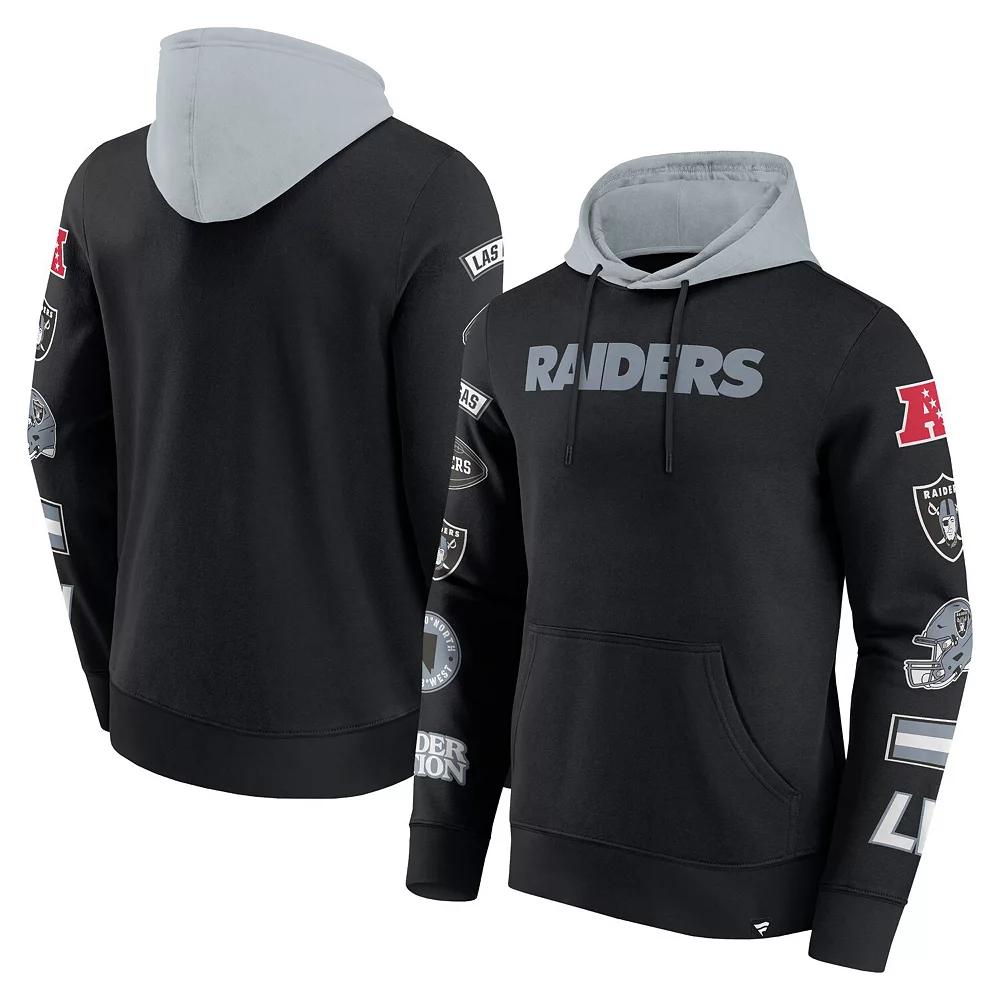 Men's Fanatics Black/Gray Las Vegas Raiders Patched Out Pullover Hoodie,  Product Image