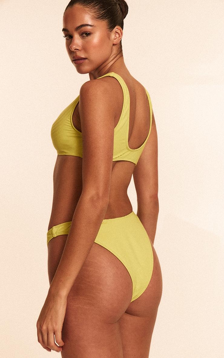 Lime Ribbed Plunge Bikini Top Product Image