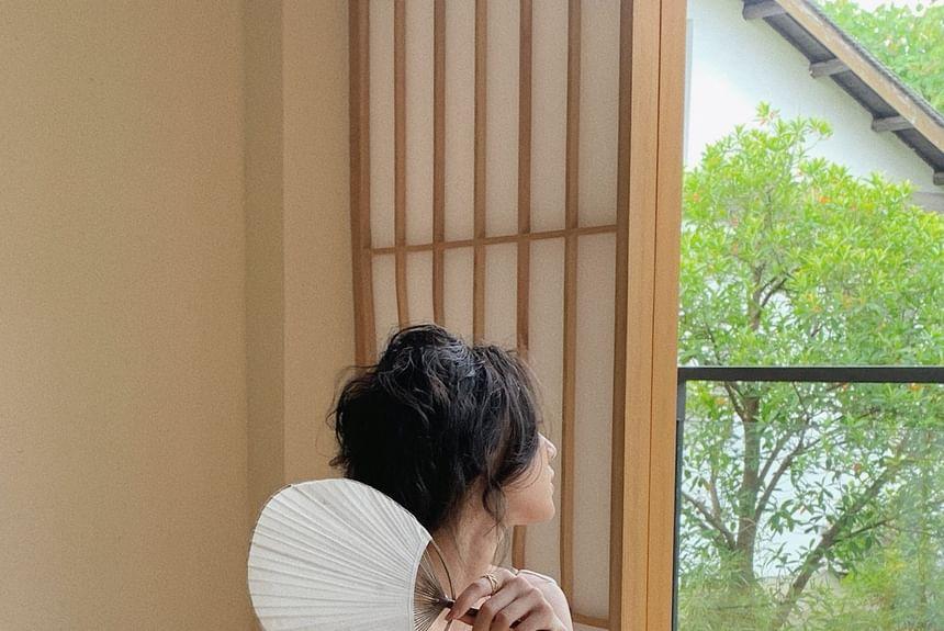 Spaghetti Strap Satin Midi A-Line Dress Product Image