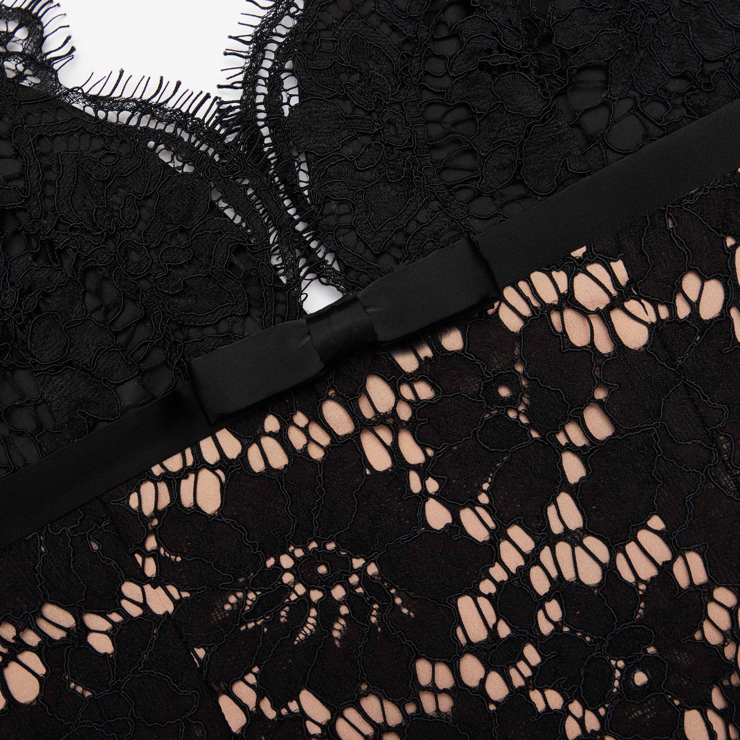 Black Floral Lace Maxi Dress Product Image