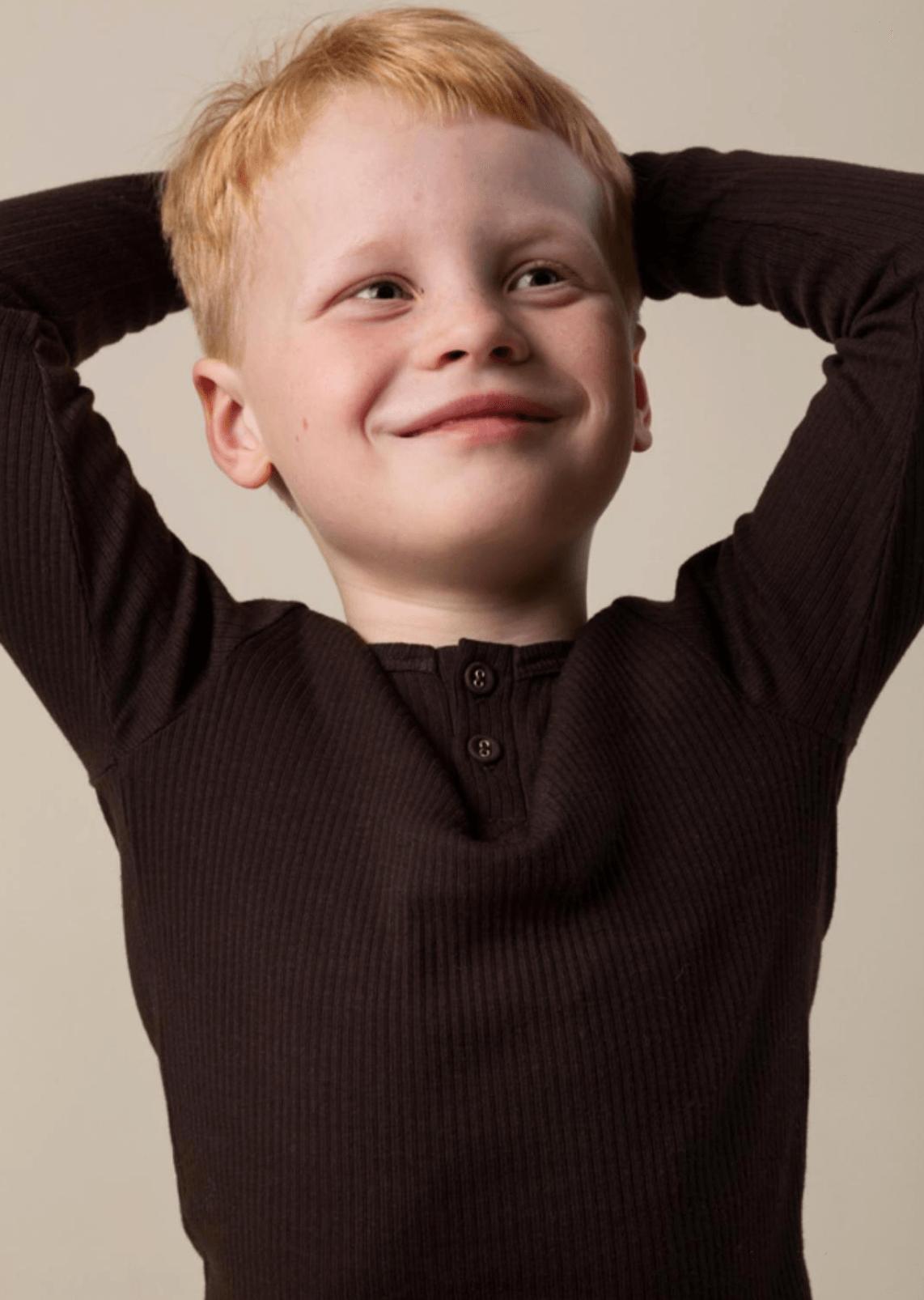 MarMar Ribbed Long Sleeve Henley Shirt Product Image