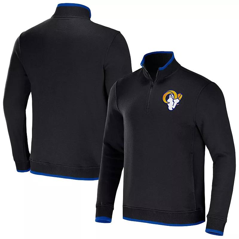 Men's NFL x Darius Rucker Collection by Fanatics Black Los Angeles Rams Logo Quarter-Zip Top,  Product Image