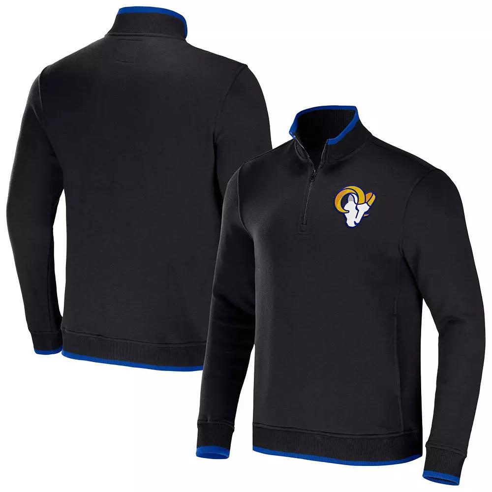 Men's NFL x Darius Rucker Collection by Fanatics Black Los Angeles Rams Logo Quarter-Zip Top,  Product Image
