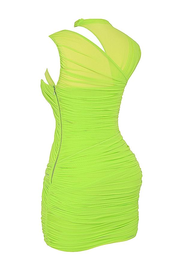 Adrie  neon green gathered mini dress Product Image