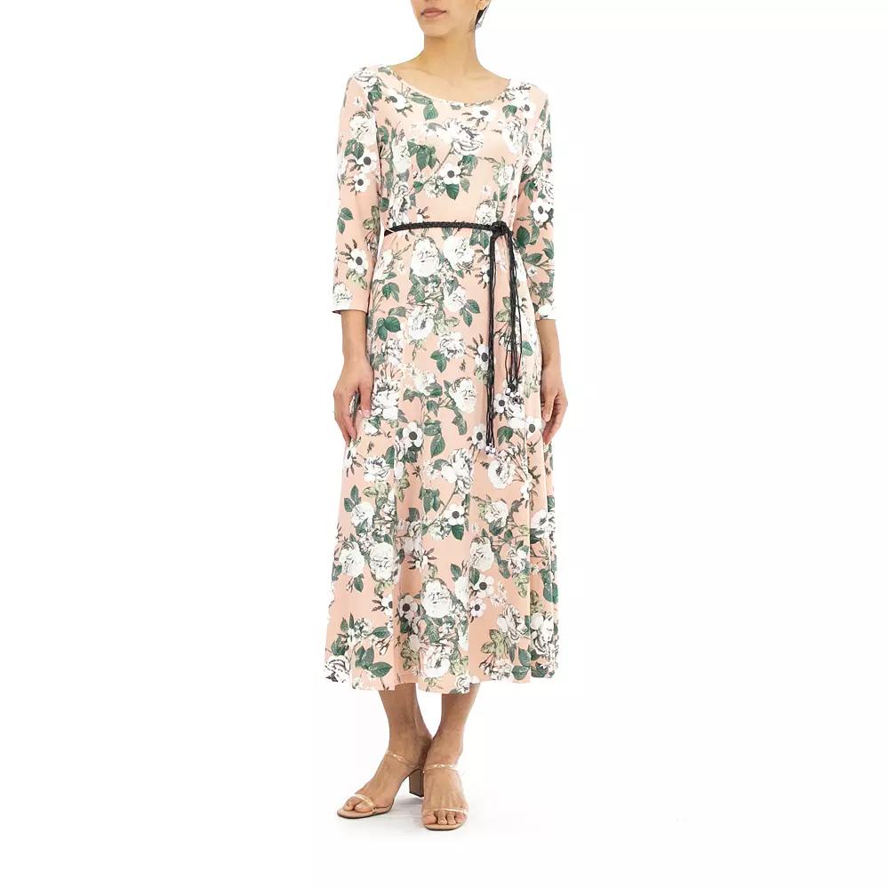 Women's Nina Leonard Sylvania Floral Midi Dress, Size: Large, Blush Pink Product Image