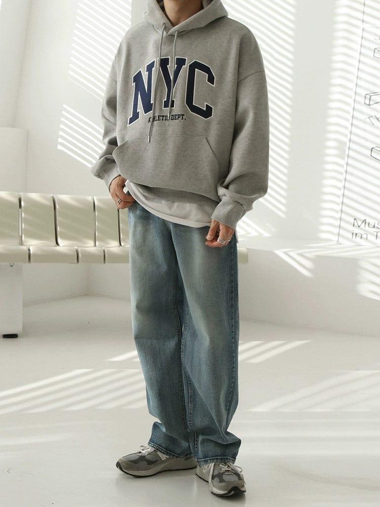 RT No. 11065 NYC EMBROIDERED LETTERED PULLOVER HOODIE Product Image