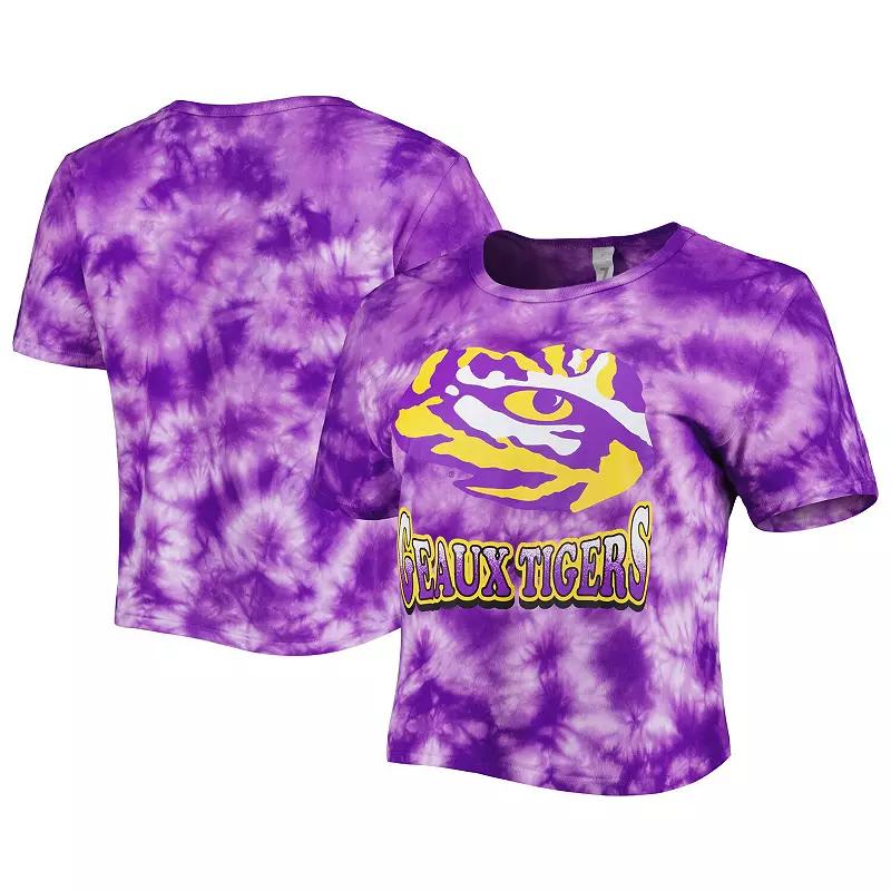 Women's ZooZatz Purple LSU Tigers Cloud-Dye Cropped T-Shirt, Size: XS Product Image