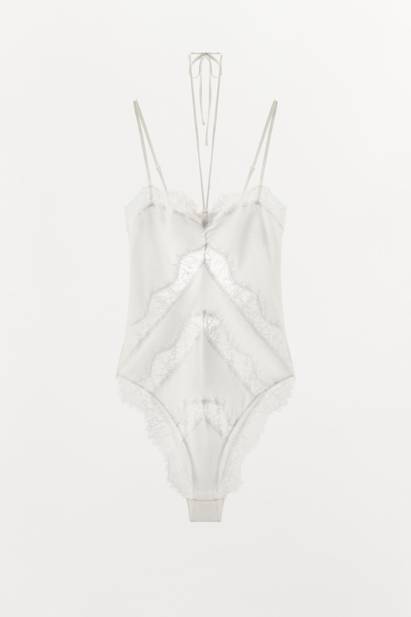 SILK BLEND LACE BODYSUIT Product Image