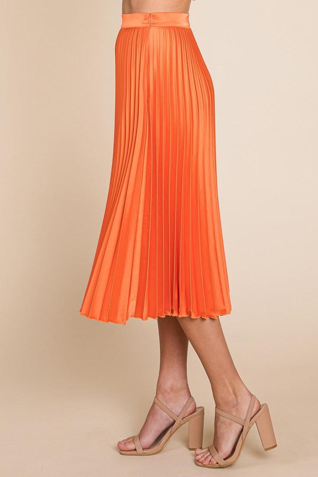 High Waisted Pleated Midi Skirt Product Image