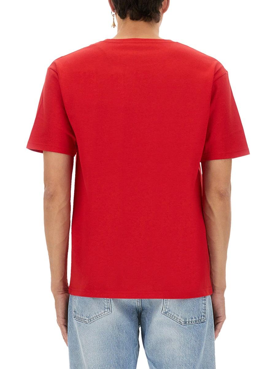 VALENTINO Graphic Print House Cat Crew Neck T-shirt In Red Product Image
