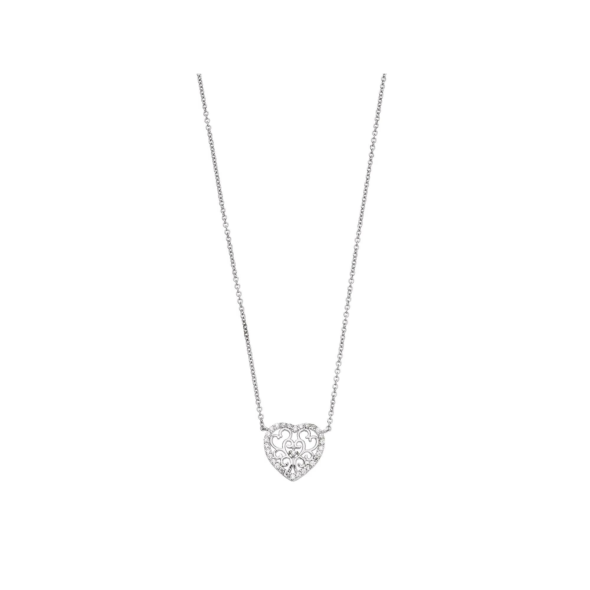 Sophie Miller Sterling Silver Cubic Zirconia Filigree Heart Pendant Necklace, Womens Silvertone Product Image