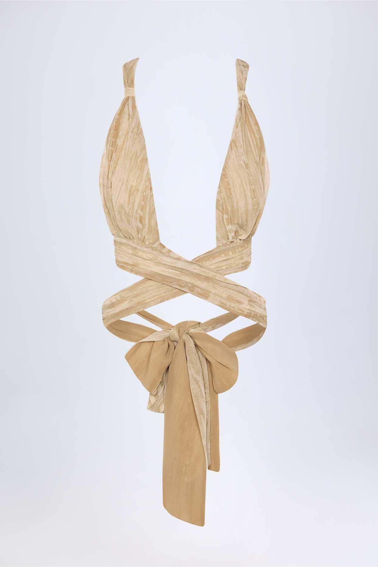 Ruffled Asymmetric Mid-Rise Maxi Skirt in Tan Print Product Image