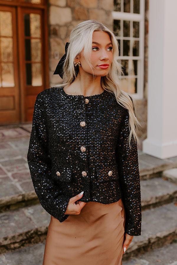 Subtle Shine Sequin Jacket in Black Product Image