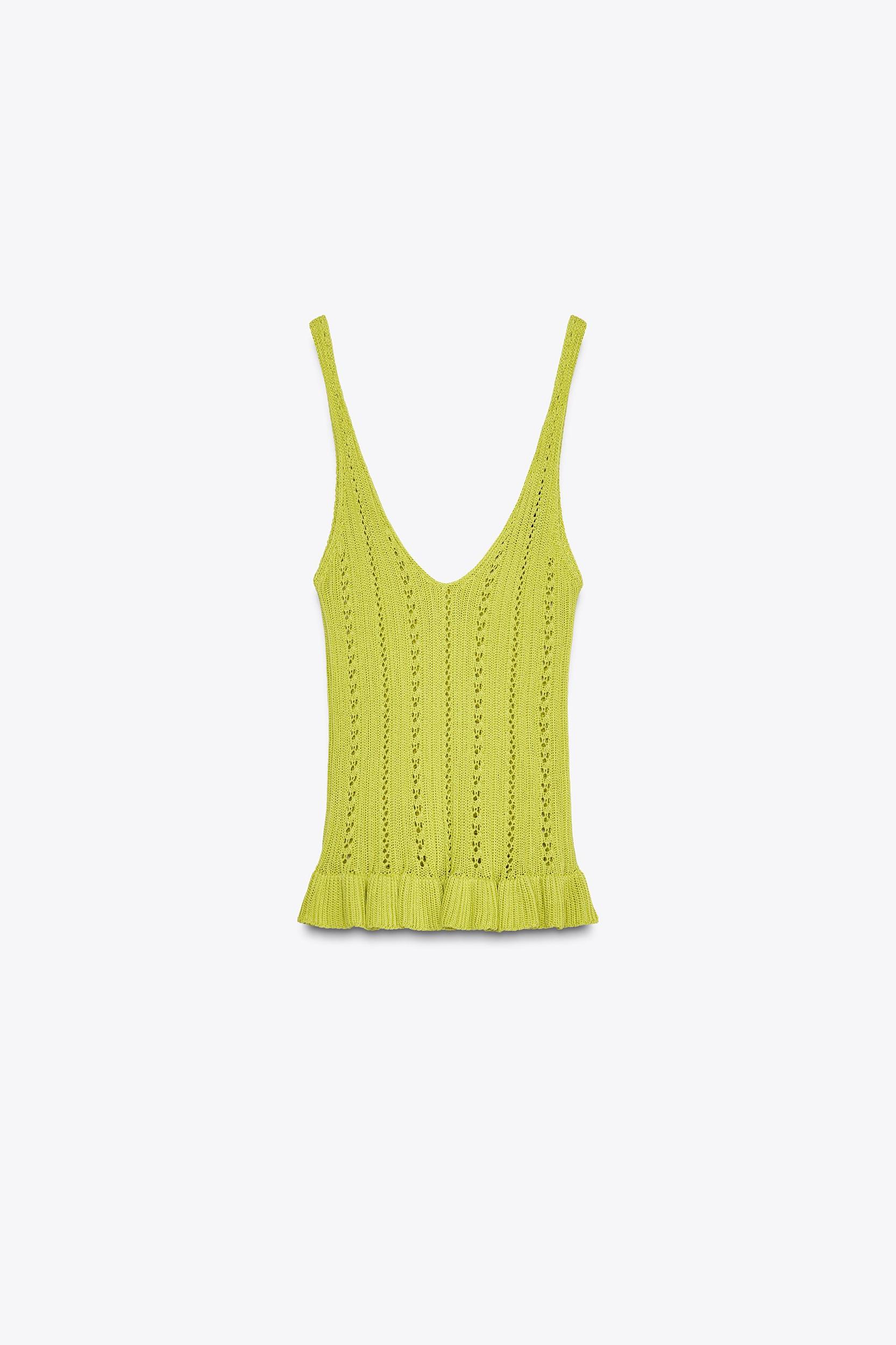 POINTELLE KNIT RUFFLE TOP Product Image