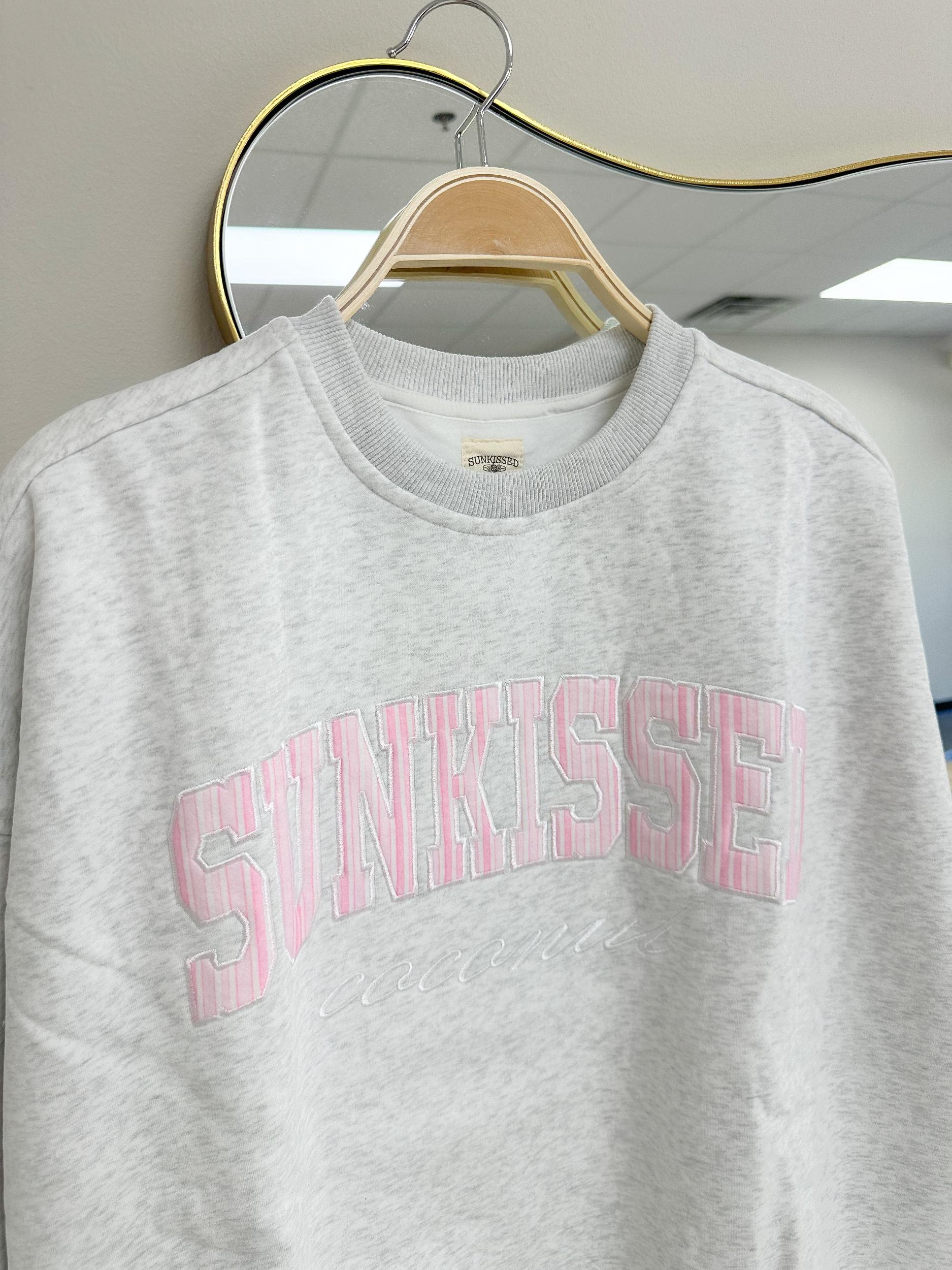 Pearl Grey Sunkissed In Vogue Striped Sweatshirt Product Image