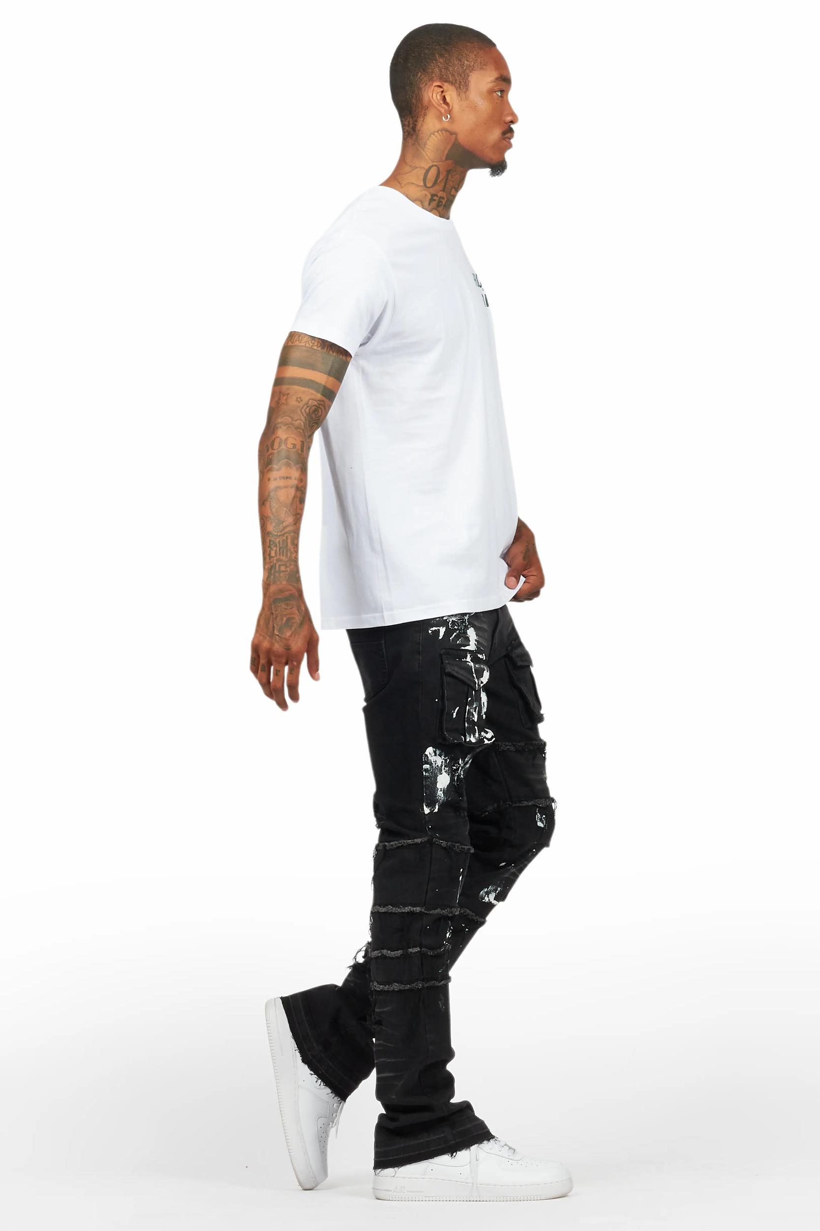 Folly Dark Grey Painter Stacked Flare Jean Male Product Image