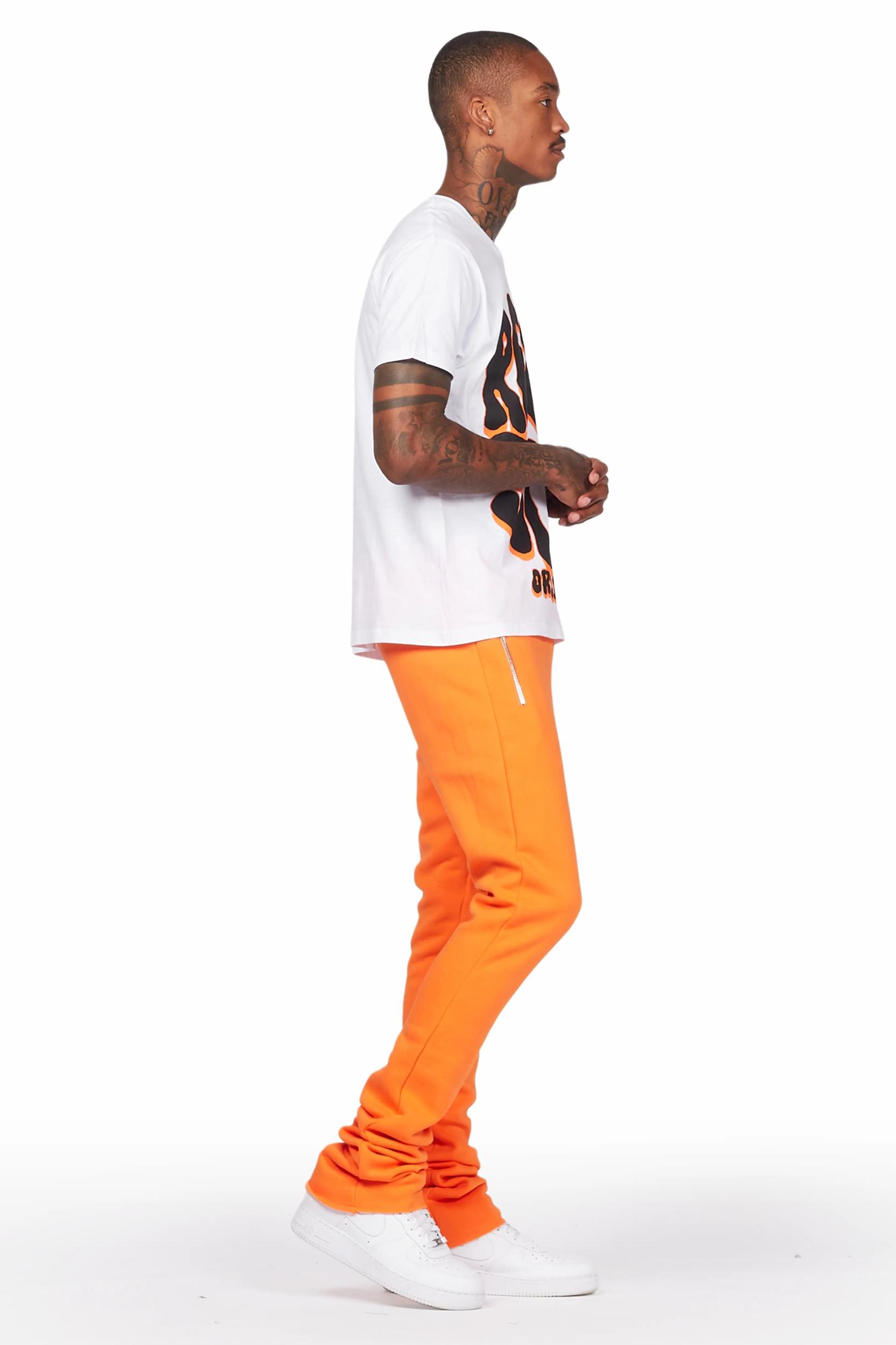 Warblen Orange T-Shirt/Stacked Flare Pant Set Male Product Image