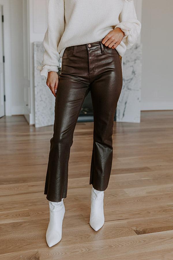 Just USA The Ariadne High Waist Coated Straight Leg Pants in Espresso Product Image