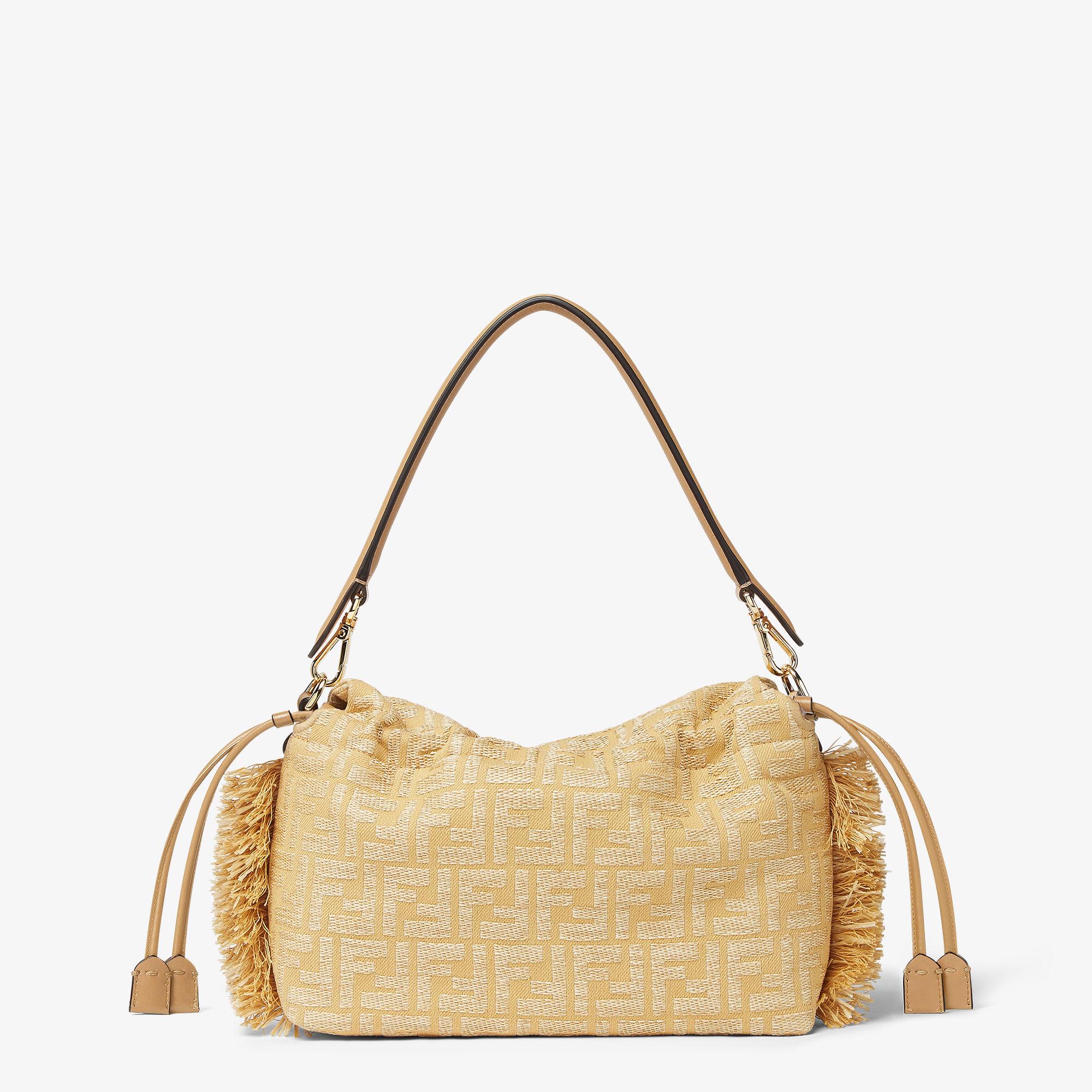 Mamma Baguette MediumJacquard fabric bag with raffia FF Product Image