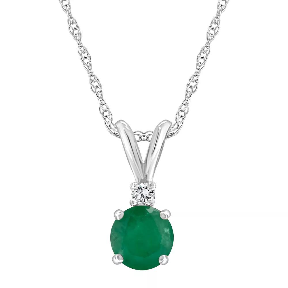 Celebration Gems 14k Gold Emerald & Diamond Accent Pendant Necklace, Women's, Size: 18", 14k Whgold Product Image