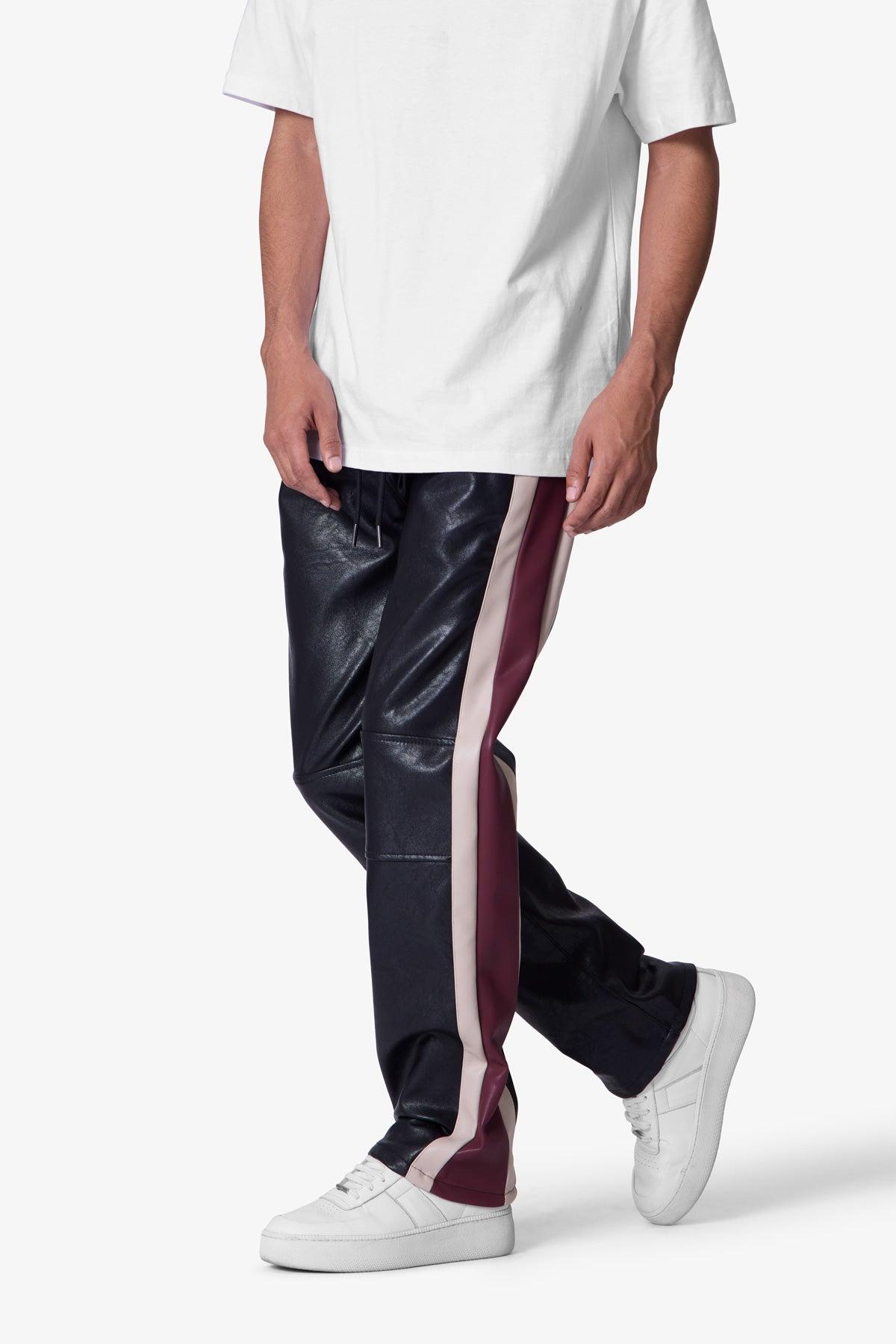 Leather Striped Pants - Black Product Image