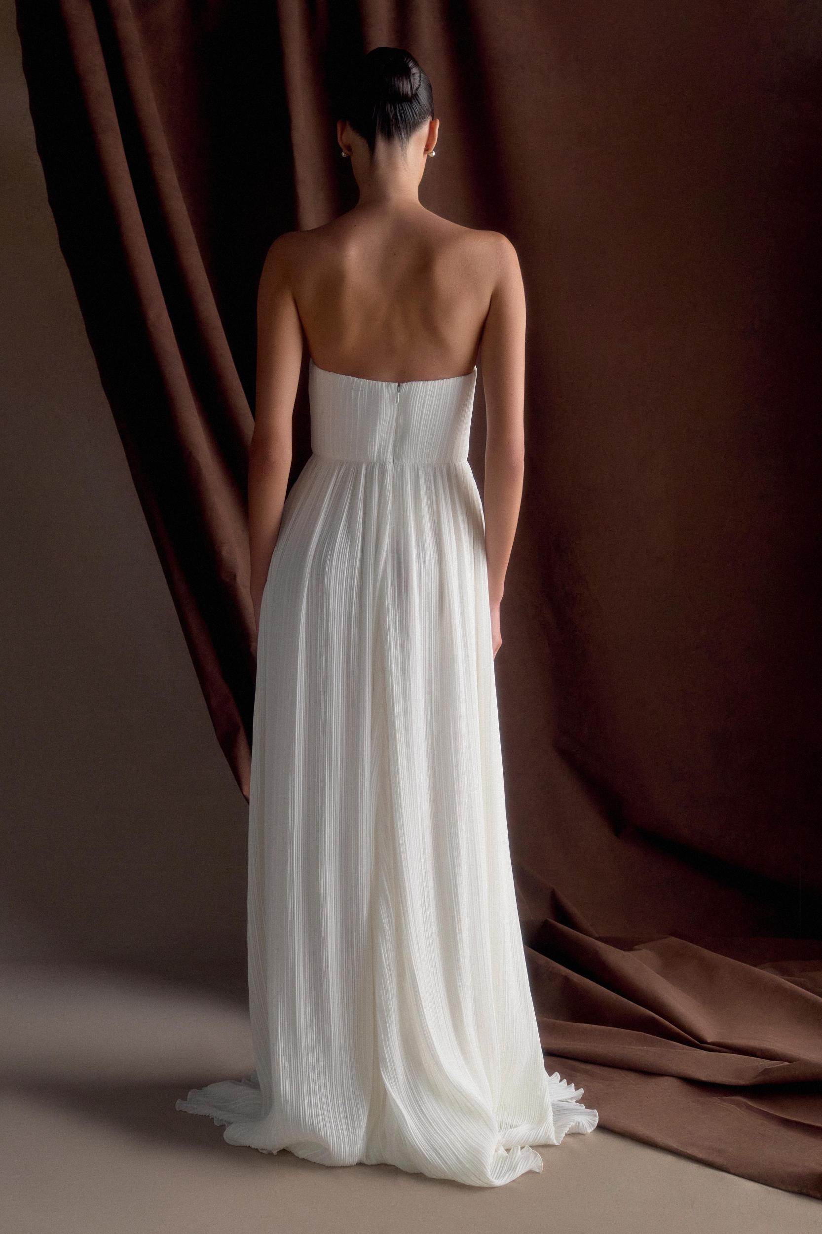 Juno Strapless Pleated Maxi Gown - White Product Image