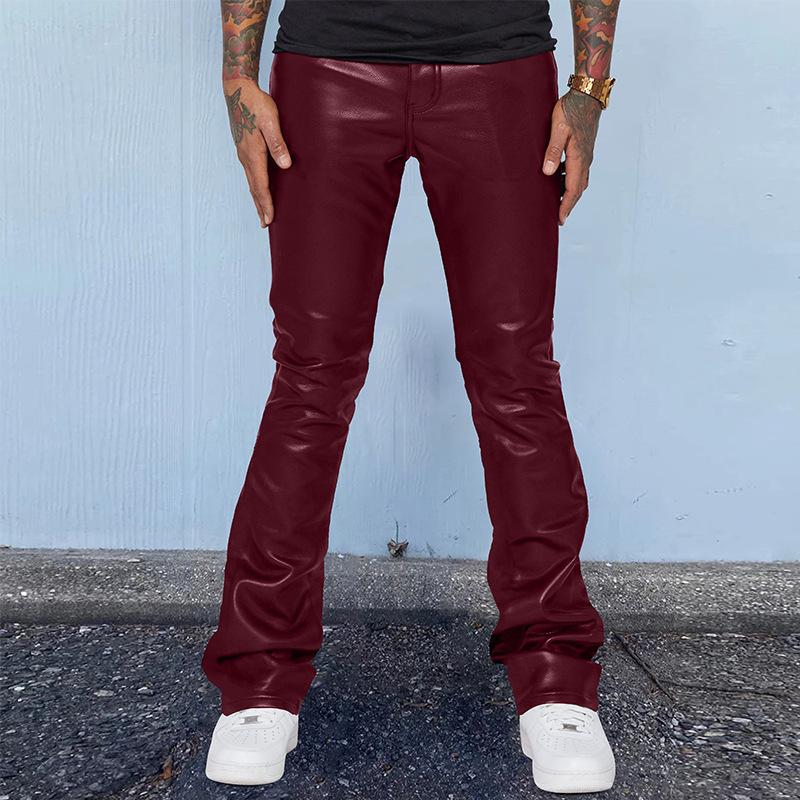 Essentials Streetwear Leather Skinny Flare Stacked Pants Product Image