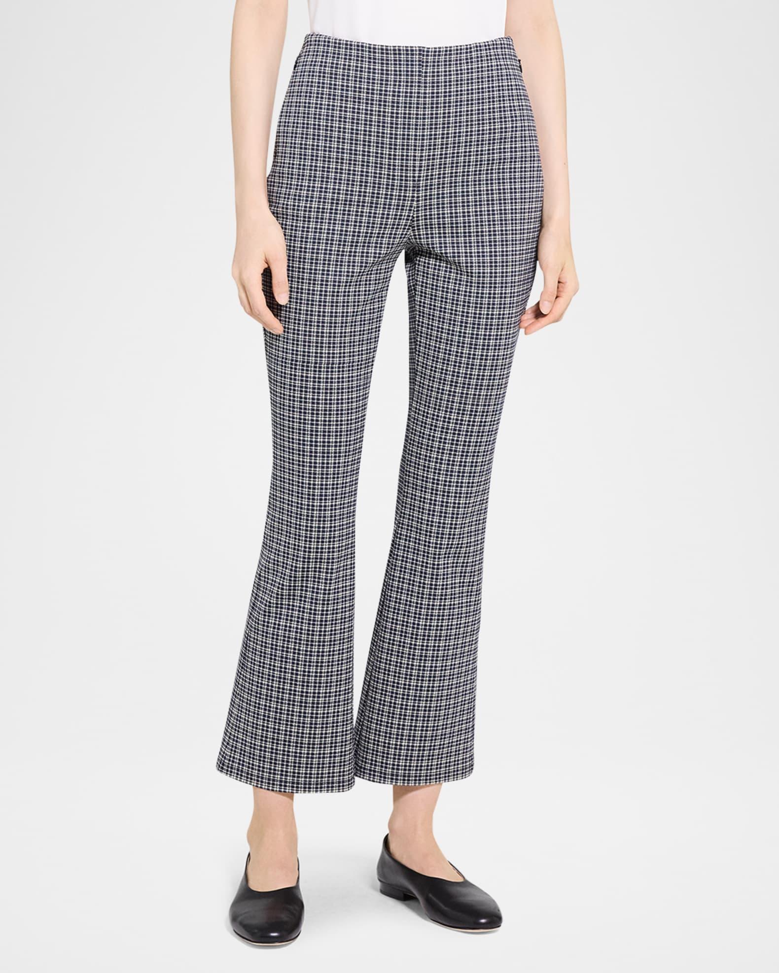 Plaid High-Rise Kick-Flare Pants Product Image