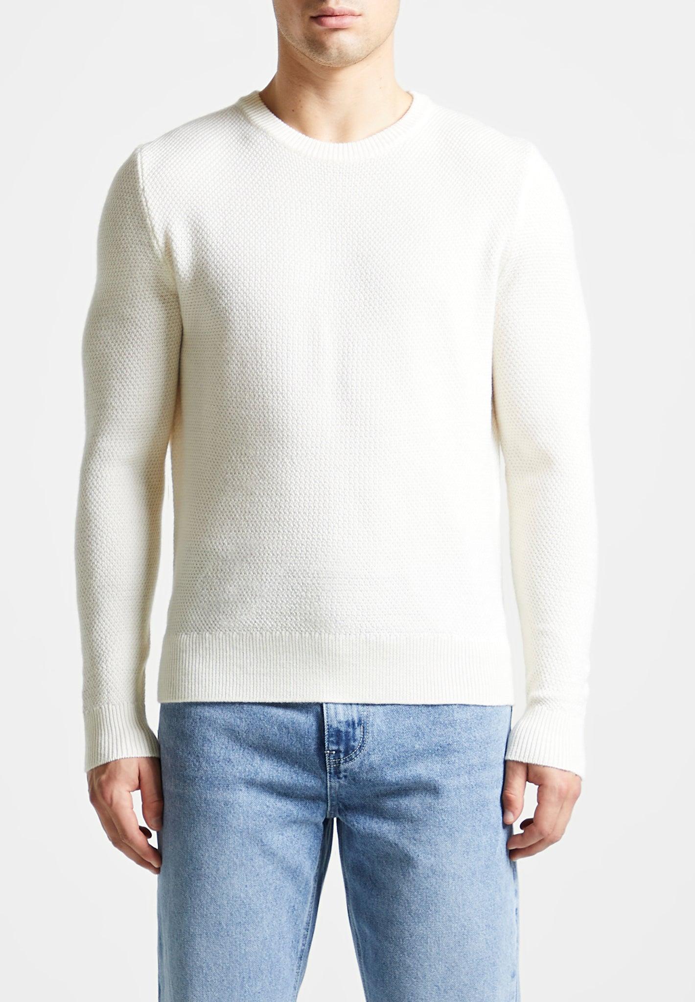 Gabin - Textured Wool Blend Jumper - Cream Male Product Image