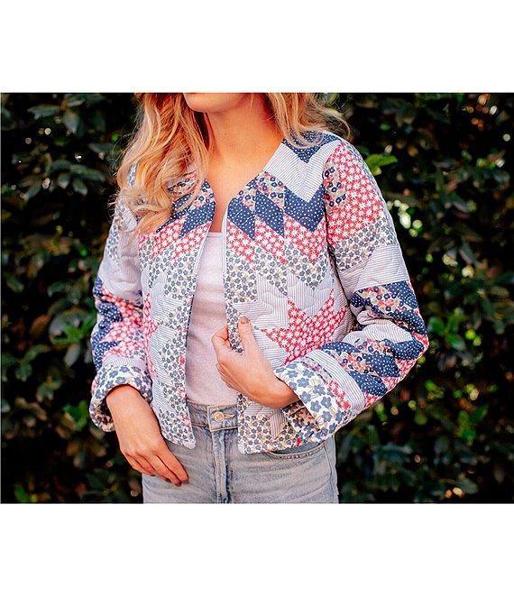 Ida Mae Home Adeline Patchwork Print Round Neck Long Sleeve Quilted Jacket Product Image