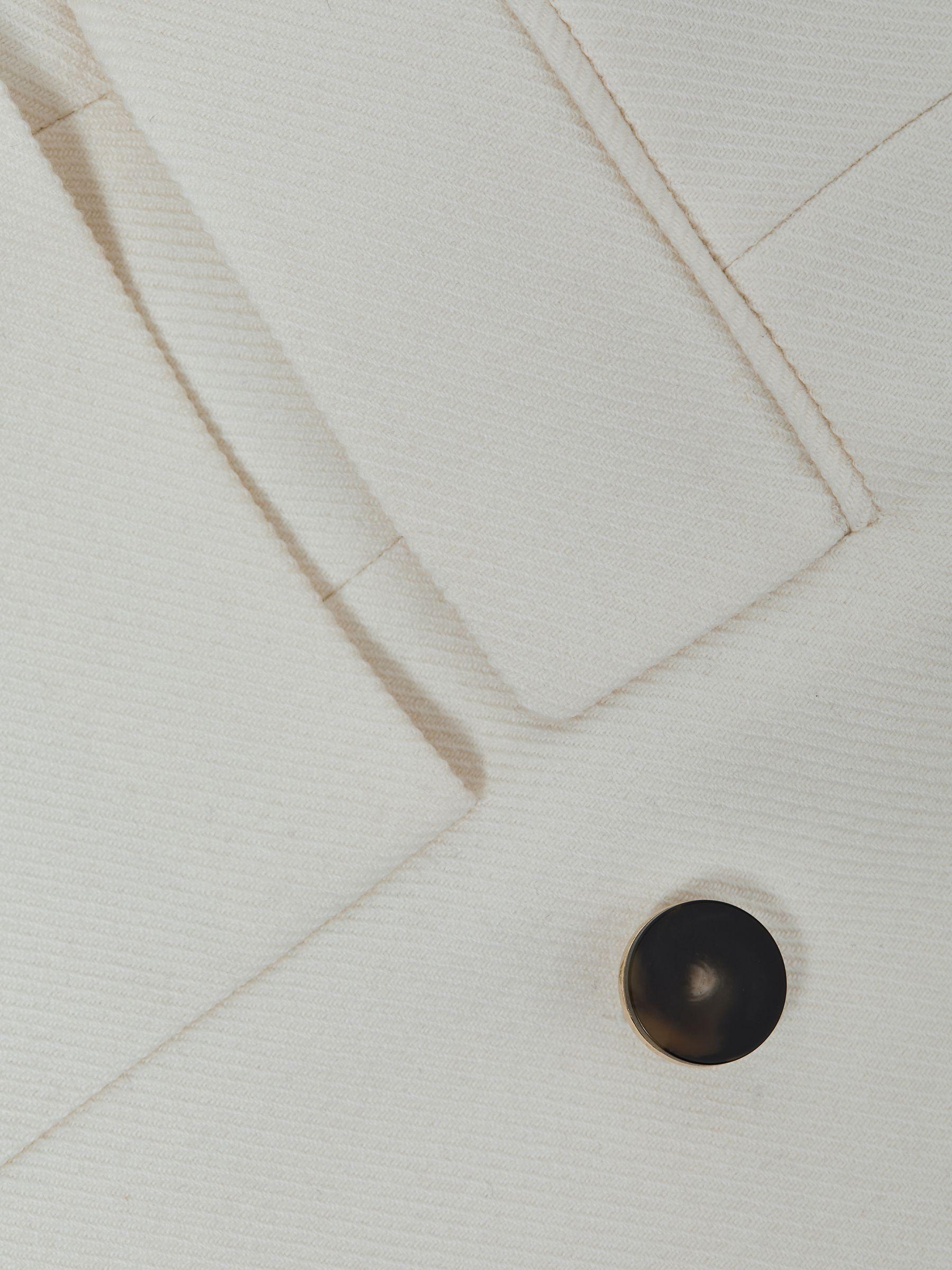 Double Breasted Twill Blazer in White Product Image