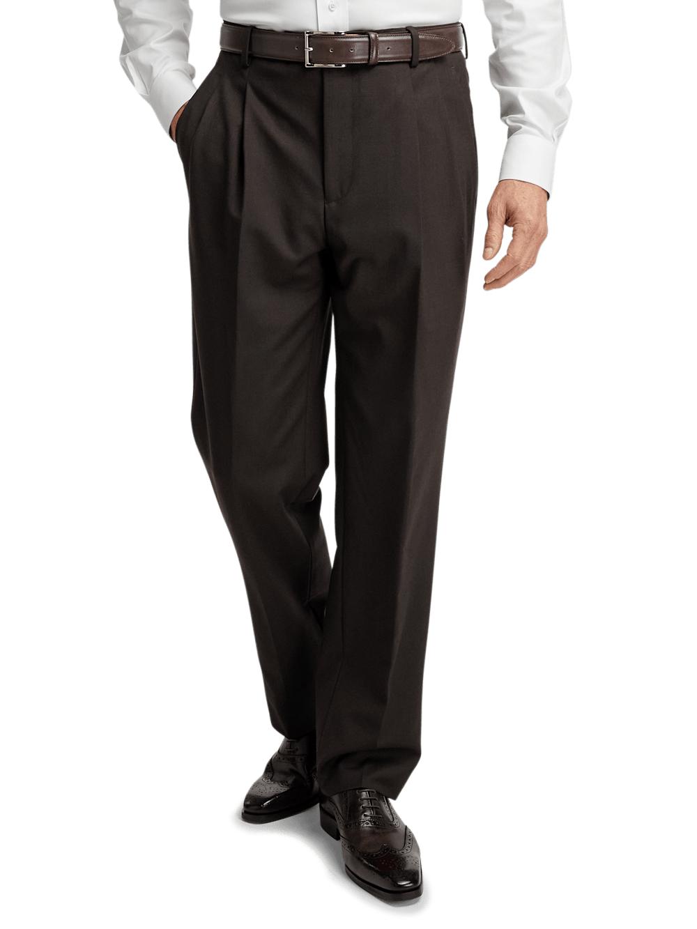 Wool Stretch Bengaline Single Breasted Peak Lapel Suit - Dark Brown Product Image