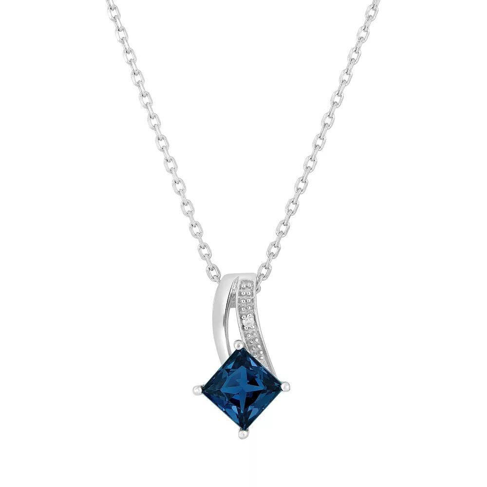 Oro Leoni Sterling Silver Lab-Created Alexandrite & Diamond Accent Pendant Necklace, Women's,  Product Image