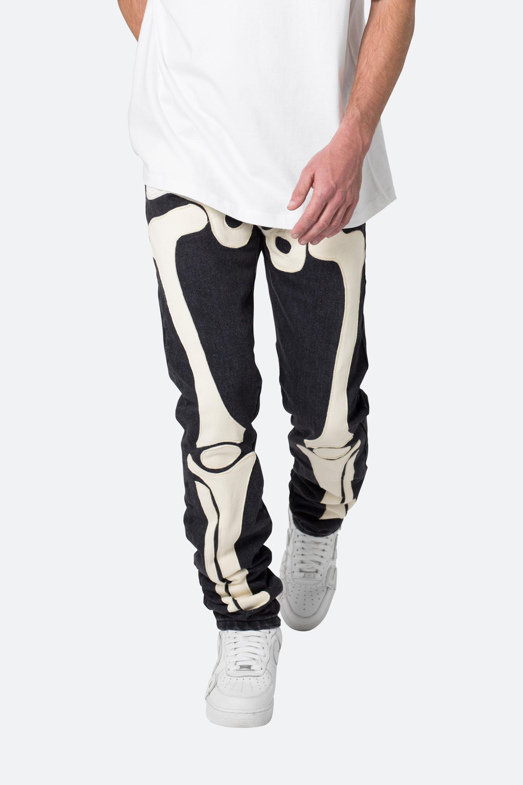 D184 Skeleton Straight Denim - Black/White Male Product Image