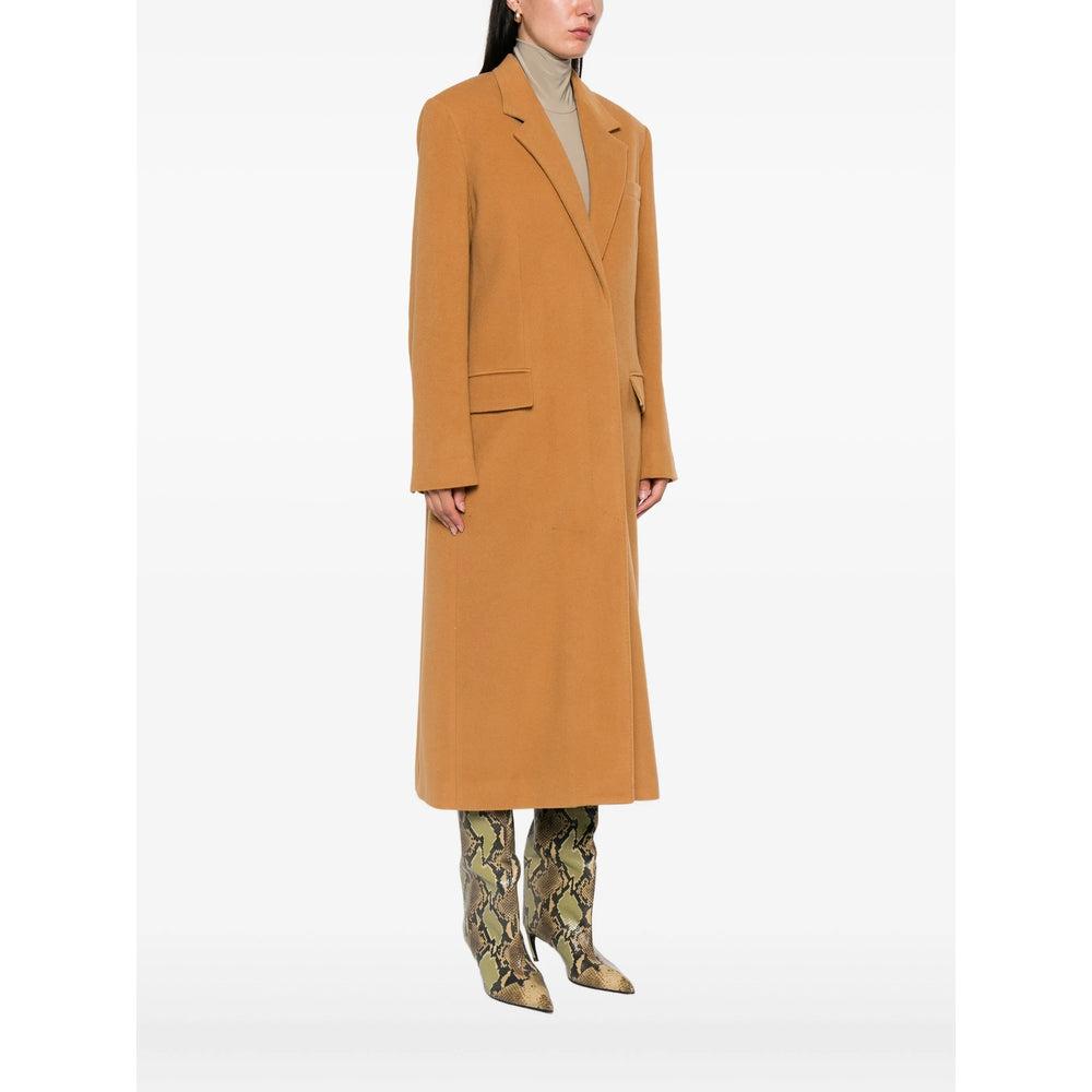 ISABEL MARANT Long Wool Blend Coat With Notched Lapels In Brown Product Image