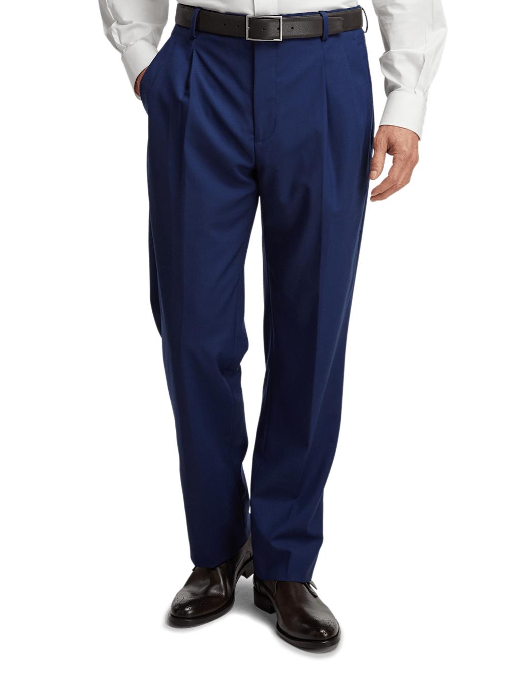 Wool Stretch Bengaline Single Breasted Peak Lapel Suit - Blue Product Image