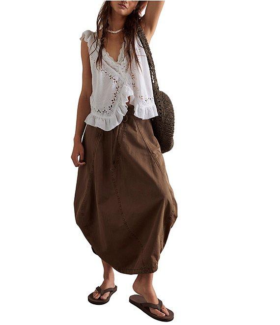 Free People Willow Poplin Mid Rise Parachute Drawstring Waist Midi Skirt Product Image