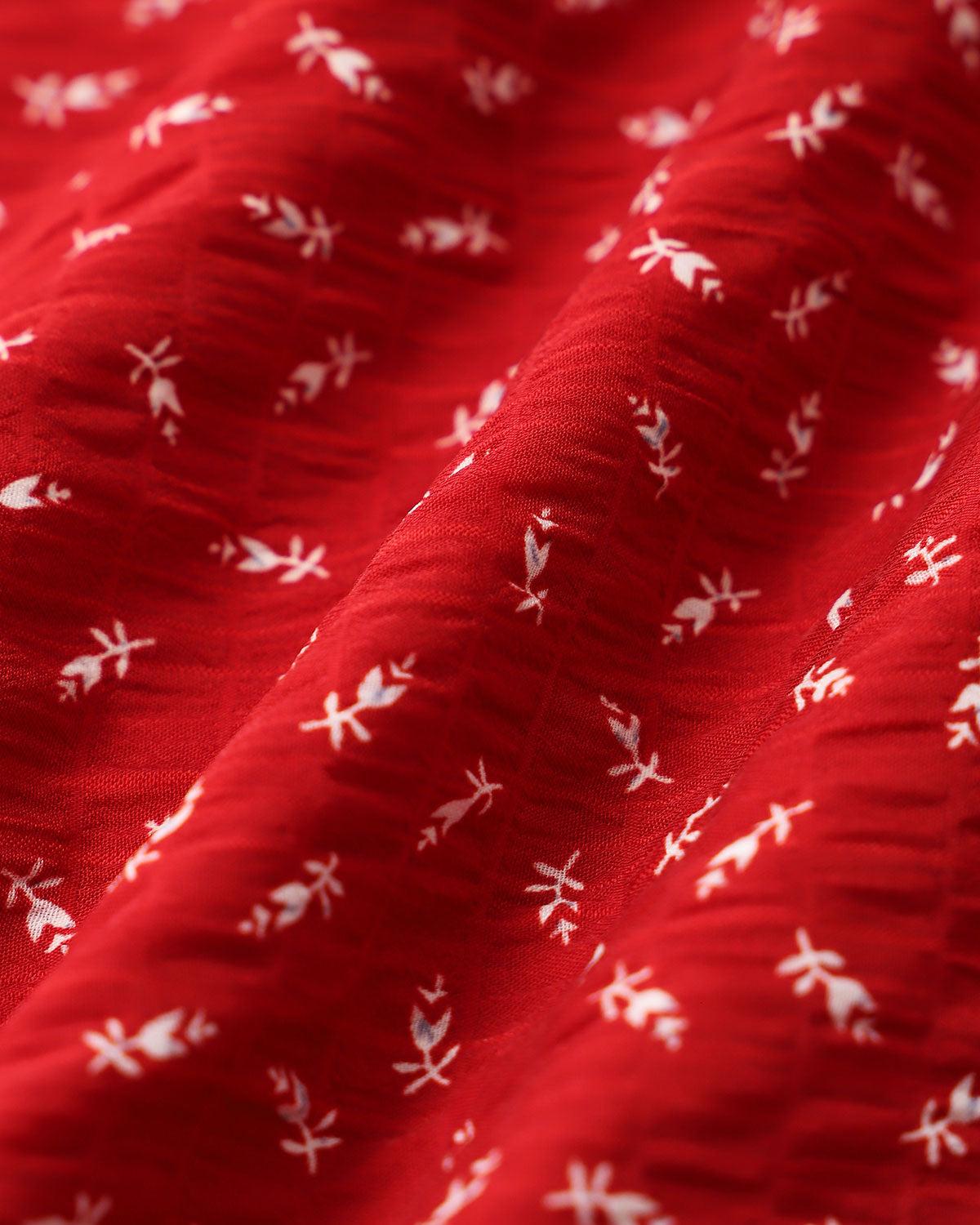 Red Floral V Neck Ruffle Maxi Dress Product Image